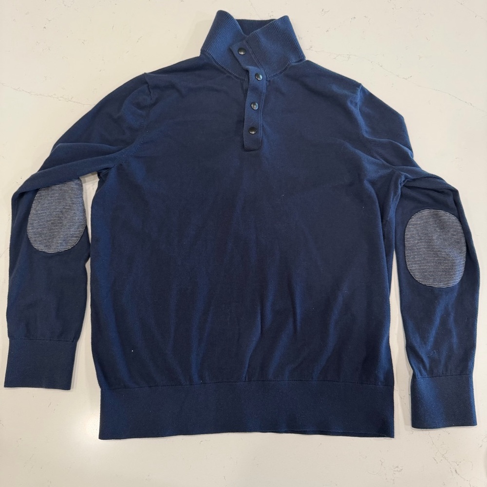 Banana Republic Men’s Snap Mock Preppy Navy Sweater - XL